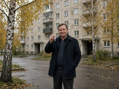 Ключи у подъезда панельной девятиэтажки в Новополоцке