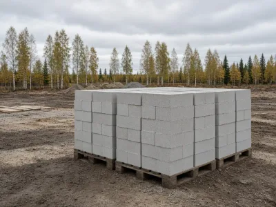Поддоны газосиликатных блоков на площадке в Новополоцке